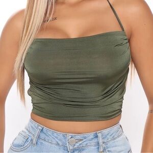 Fashion Nova Olive Green Crop Top